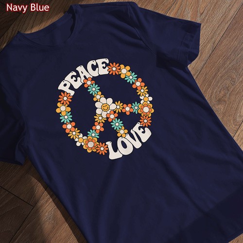 Peace Sign Love 60s 70s Costume Groovy Hippie Theme Party T-Shirt, Tee Gift - Picture 7 of 11