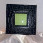 Classic Black Faux Crocodile Leather Picture Frame 4 x 4” Photo Overall 7x7” Sq