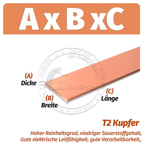 T2 99% Kupfer Flachstange Flachstangen Flachmaterial Flach Stange Platte Breite - Bild 9 von 78
