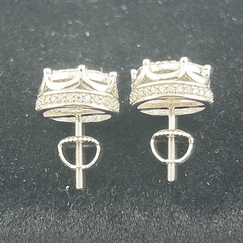 Moissanite Studs/Earrings' Real 925 Silver Iced Cluster Round 3D Hip Hop - Picture 6 of 7
