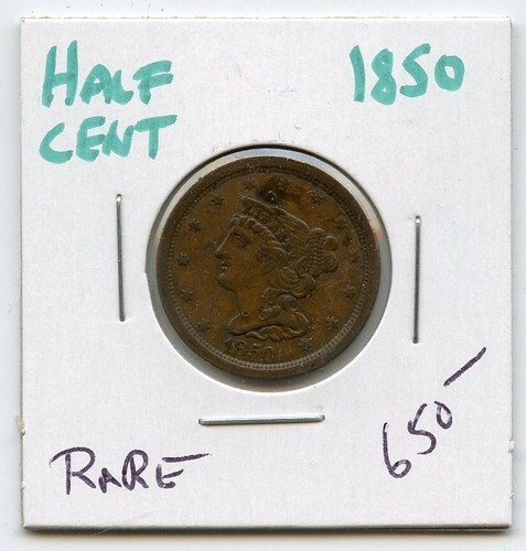 1850 1/2C Braided Hair Half Cent Rare - MC369