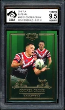 ✺CGA 9.5✺ 2019 MOJO EMERALD NRL Premiers Graded Card COOPER CRONK #3/10 Roosters