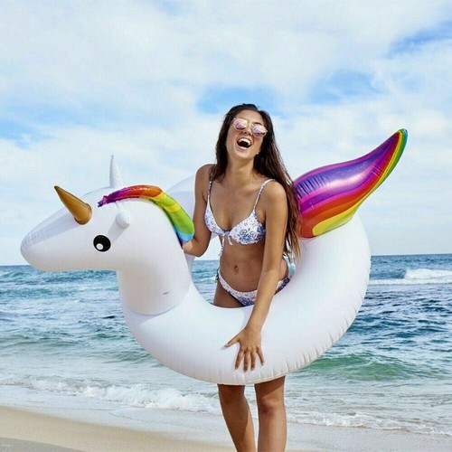 34" Inflatable Flamingo Swim Ring Pool party Float Toy for Beach & Holidays fun - Picture 3 of 18