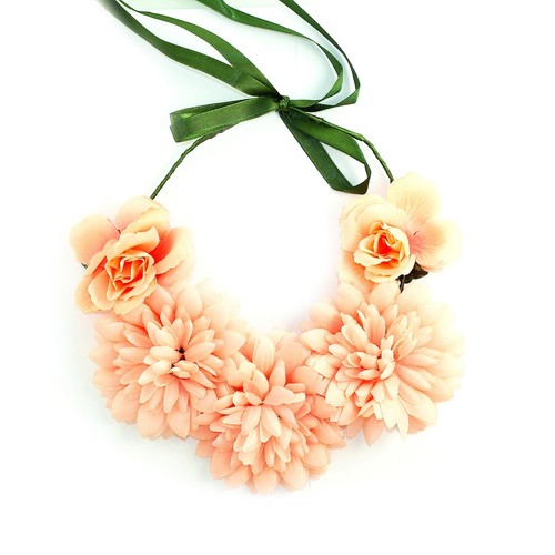 Kristin Perry Coral Flower Wreath Headband Floral Crown - Picture 2 of 2