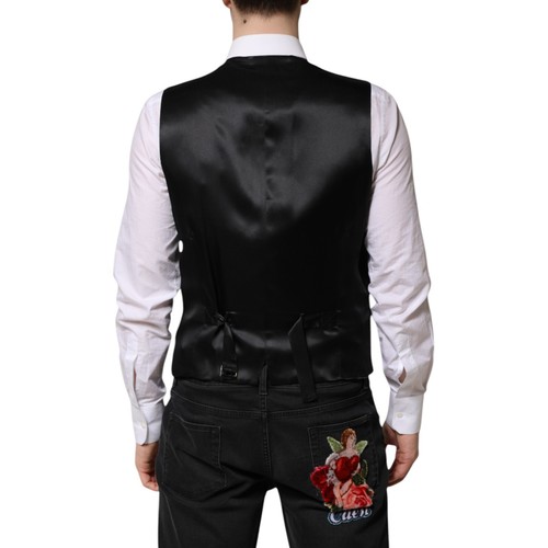 DOLCE & GABBANA Vest Black Wool Dress Formal Men Waistcoat IT50/US40/L 370usd - Picture 3 of 7