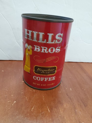 Vintage HILLS BROS COFFEE 1/2 Pound Red Brand Solder Seam Can with No Lid