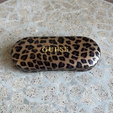 GUESS Sunglasses Case Brown Leopard Pattern Theme Clamshell Glasses Case used