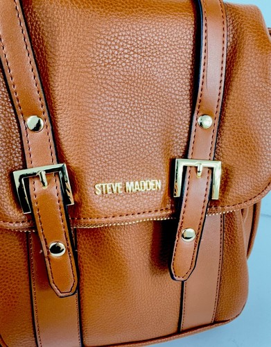 NEW Steve Madden Cognac Brown Blee Women’s Backpack - Picture 9 of 13