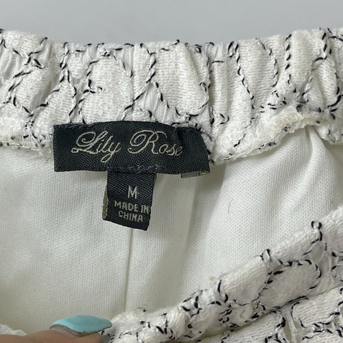 Lily Rose White Off The Shoulder Dress Womens Size M Pom Pom Trim Lace Overlay - Picture 5 of 6