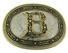 Initial B Letter b Belt Buckle Vintage Metal Style Cowboy Cowgirl Rodeo Western