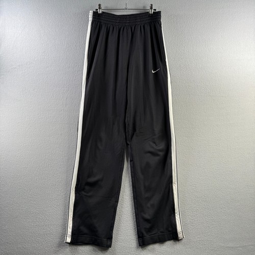 Vintage Nike Track Pants Mens Medium Black Mesh Warm Ups Gray Tag Y2K Basketball - Picture 1 of 24
