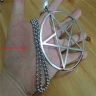 28-40'' Stainless steel Big pentagram symbol of Wicca paganism Pendant Necklace