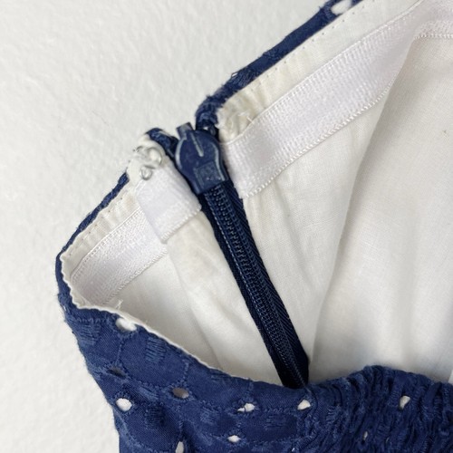 Lilly Pulitzer Navy Blue Polka Dot Lace Strapless Bowen Cotton Dress Size 2 - Picture 8 of 13