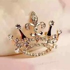 Pin 14K Yellow Gold Plated Silver 1.80Ct Round Cut Real Moissanite Crown Brooch