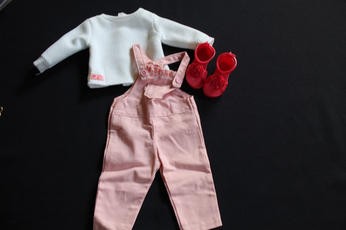 18 Zoll Puppenoutfit passt American Girl/Our Generation Overall Oberteil & Schuhe