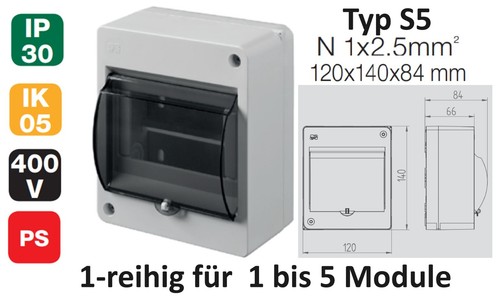 Aufputz Sicherungskasten Kleinverteiler Verteilerkasten IP 30 Hutschiene PE/N - Bild 11 von 12