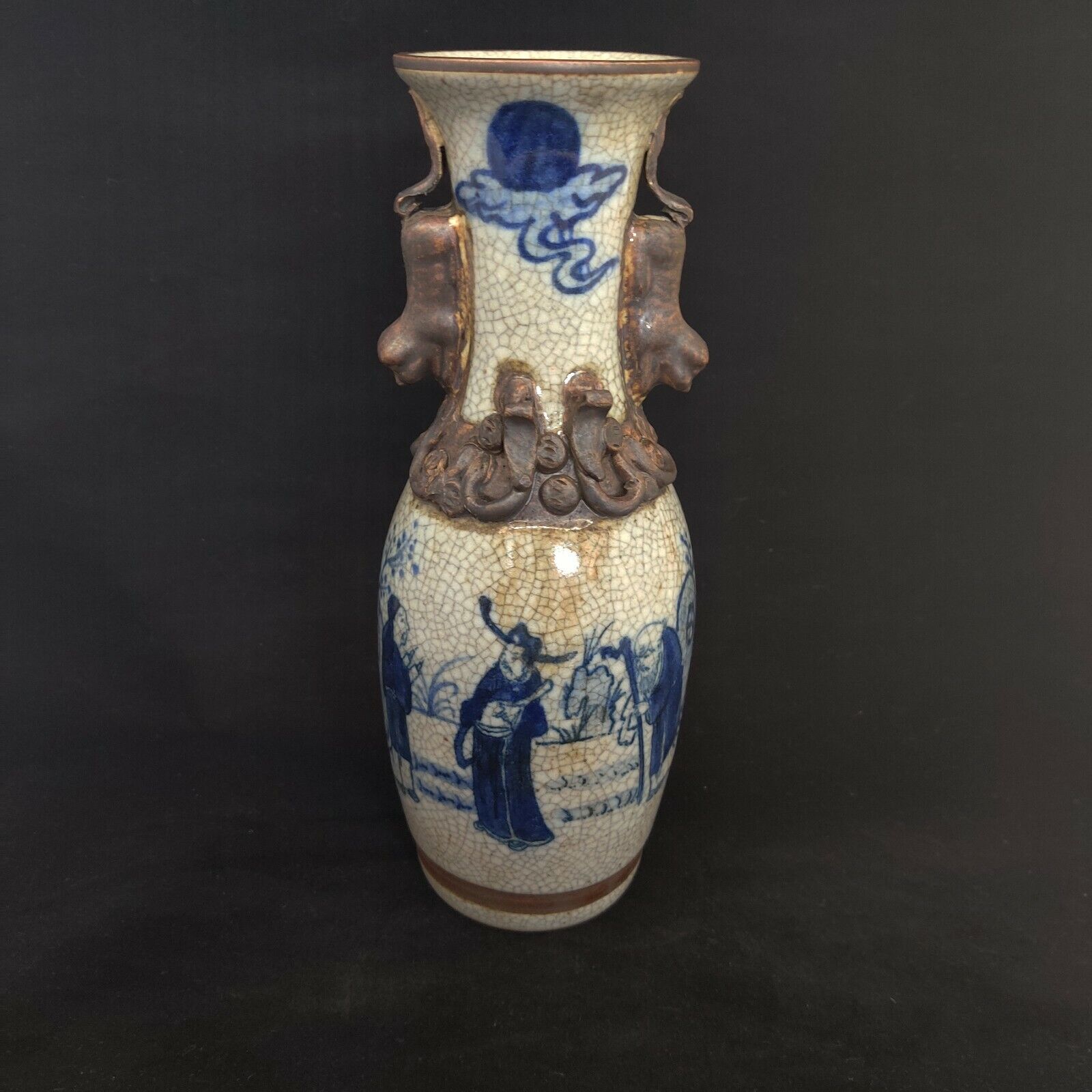 Chinese Handmade Gourd Shape Porcelain Blue & White Lady Portrait Tall Vase ss628S Chinese Handmade Gourd Shape Porcelain Blue & White Lady Portrait Tall Vase ss628S