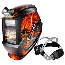 TRQWH True Color Auto Darkening Welding Hood LED Light Solar & Headband