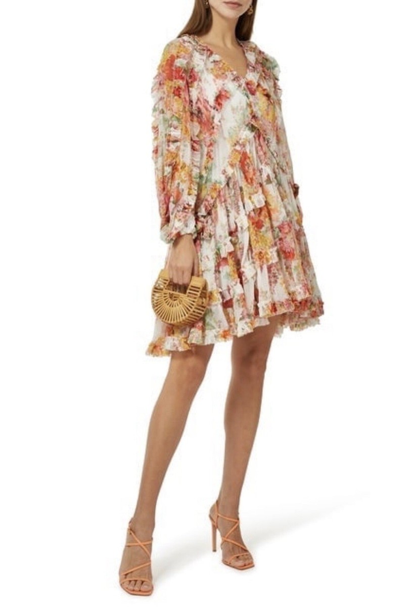 NWOT $1,150 Zimmermann Mae Frill Billow Floral Silk Drawn