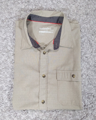Avalanche Men's Beige Short Sleeve Button Up Stretch Shirt Size Large Hiking - Picture 8 of 8