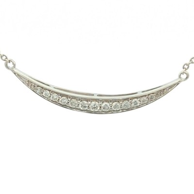 Video 14K White Gold Natural Diamond Moon 🌙 Designer Necklace  Italian