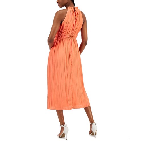 Anne Klein Womens Pink Wedding Guest Midi Pleated Halter Dress 8 BHFO 2735 - Picture 2 of 2