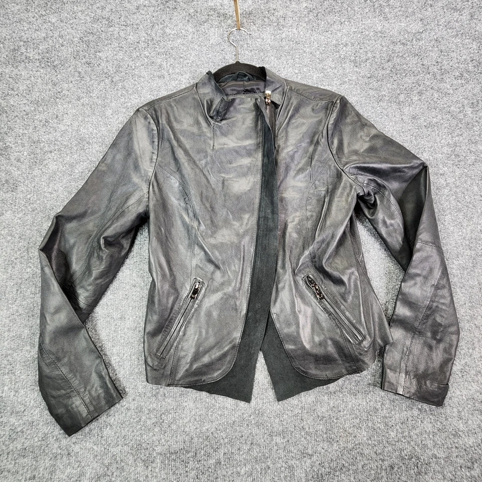 Chaqueta de Moto Bod & Christensen Cuero Genuino Frente Abierto Negra Motociclista Suave Grande Foto 2 de 4