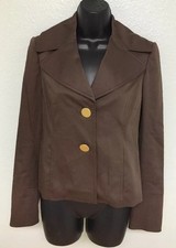 Magaschoni Brown Blazer Women  s Size 2 Gold Button Designer Jacket