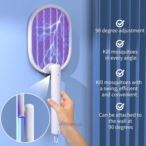 2025 NEW Foldable Electric Bug Zapper Racket, Rechargeable Mosquito Fly Swatter - Picture 4 of 6