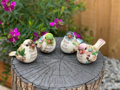 Bird Figurine Birds With Words Statue Sign Ornaments Sculpture Home Garden Decor - Bild 2 von 15