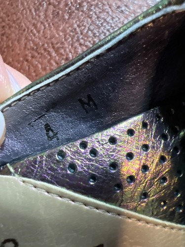 Sesto Meucci Womens Metallic green  Iridescent Perforated Leather Mules Size 4 - Picture 4 of 9