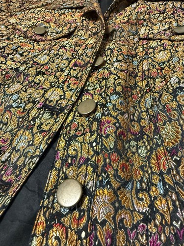 Coldwater Creek Jacket Size 8 Floral Tapered Waist Gold Brass - Picture 3 of 11