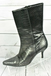 Cole-Haan-Snake-Zip-Boots-Leather-High-Heels-Pointed-Toe-Shoes-Womens-Size-7-B