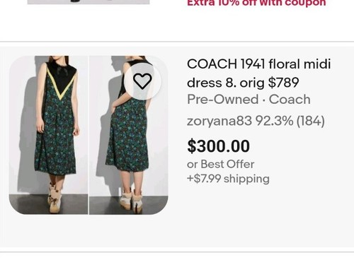 COACH RUNWAY Prairie Western Midi Dress Viscose Applique $795 US S 0 NWT GREEN - Picture 14 of 20