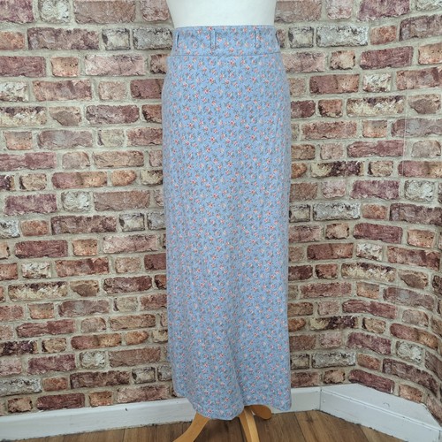 Vintage Laura Ashley Maxirock blau ditsy Blumen Größe Medium 100 % Baumwolle UK 10