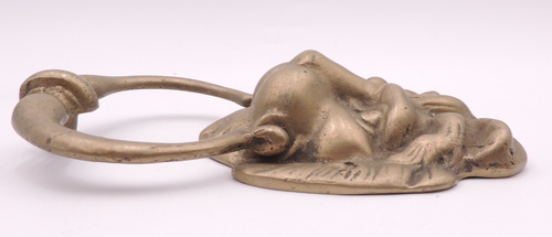 Battiporta testa di leone ottone massiccio vintage pesante figura qualità tenuta - Foto 3 di 14