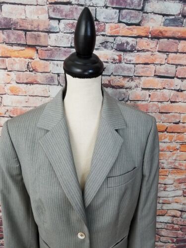 Chaqueta Blazer Brooks Brothers 1818 Tejida ITALIA Gris Rayas Lana Forro Seda 14 - Imagen 2 de 7