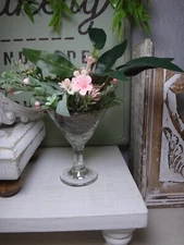 SMALL Floral arrangement centerpiece, tiered tray decor, in mini cocktail glass