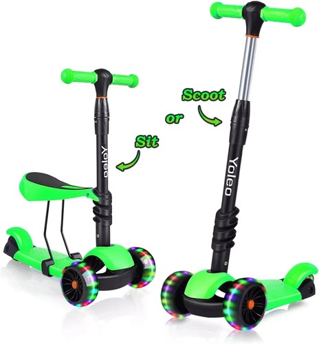 Höhenverstellbarer 65cm bis 77cm Kinderroller 3Räder Leuchtend Abnehmbarer Sitz - Bild 24 von 31