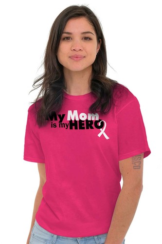 My Mom Is My Hero Breast Cancer Survivor Womens or Mens Crewneck T Shirt Tee - Foto 5 di 9