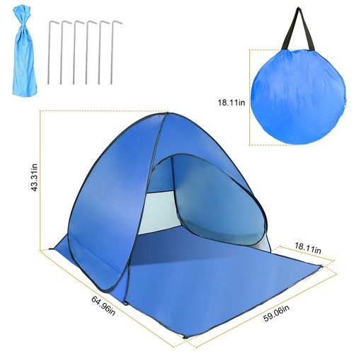 Pop Up Beach Tent Sun Shelter Shade Outdoor Camping Fishing Canopy for 2/3 Man - Picture 8 of 18