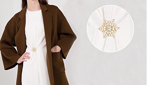 Broche prendedor copo de nieve de invierno cristal austriaco transparente para mujer tono dorado - Imagen 7 de 7