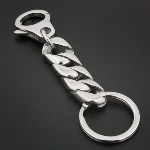 LINSION KeyChain Stainless Steel Belt Clip KeyRing Punk Accessories 5L019KCD - Picture 3 of 4