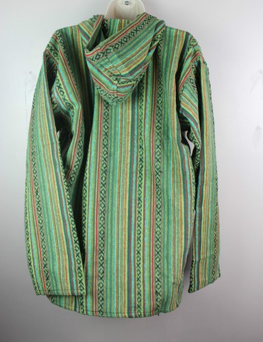 Handmade Cotton Baja Gheri Gringo Hoodie Mantas Shirt Kurta Festival Serape HJ1 - Picture 7 of 16