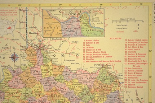 1950s KENTUCKY Railroad Map Louisville and Nashville RR Original Topographic - Picture 3 of 6