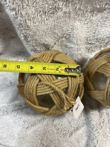 2 X Pier 1 Coastal Nantucket Nautical Clear Glass Float Orb Rope Twine Buoy - Picture 8 of 8