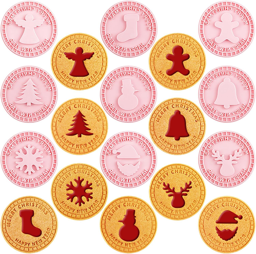 Christmas Cookie Cutters, 10 Pcs 3D Cookie Cutter with Plunger Stamp, Xmas Cooki