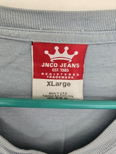 Vintage 90s JNCO Flaming Crown Light Blue T-Shirt - Men's Size XL - Picture 11 of 11