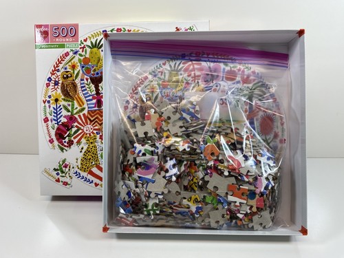 eeBoo Jigsaw Puzzle / 500 Piece Round (23") Circle Peace and Love Positivity - Picture 2 of 5
