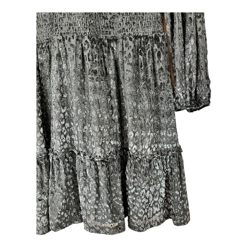 NWT Michael Kors Black Animal Print Velvet Burnout Smocked Dress SIZE XL $155 - Picture 3 of 10